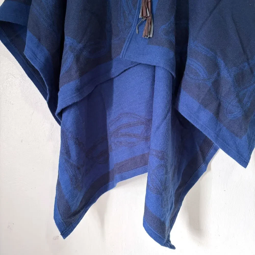 Ralph Lauren Navy Blue Cotton Blend Poncho Wrap - Picture 5 of 11